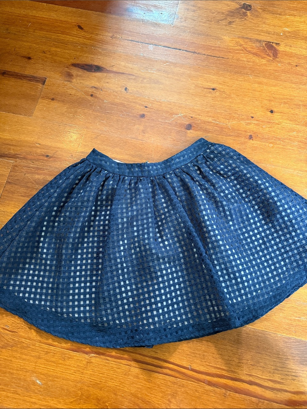 Lush Navy sheer Checkered Mini Skirt